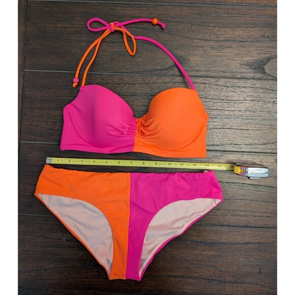 Victoria Secret Fabulous Colorblock Cheeky Swimsuit Bikini 32C Bottoms Small New - Picture 10 of 11